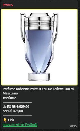 Anúncio: Perfume Importado 200ml, de R$1.029,00 por R$478,00